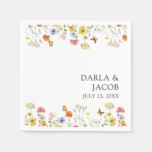 Wildblume Butterflies Boho Wedding Serviette (Vorderseite)