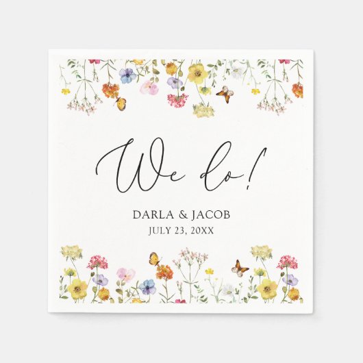 Wildblume Butterflies Boho wir Hochzeit machen Serviette (Vorderseite)