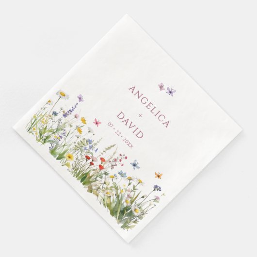 Wildblume Butterflies Wedding Napkin Serviette (Ecke)