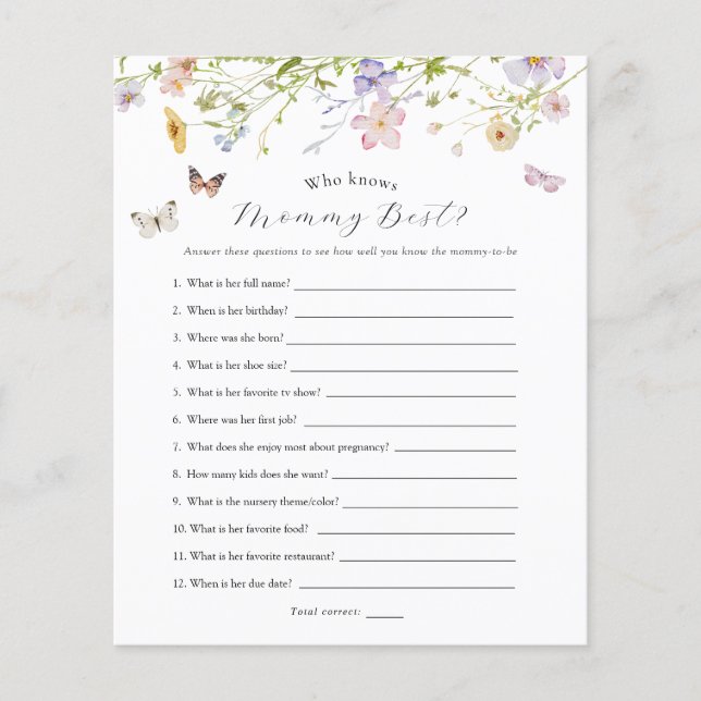 Wildblume Butterfly Baby, die Mama Game kennt (Vorderseite)