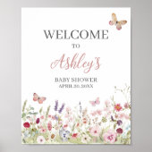 Wildblume Butterfly Baby Dusche Willkommen Poster (Vorne)
