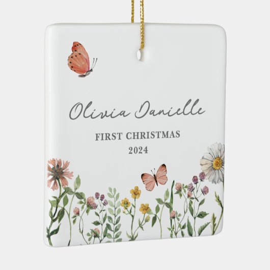 Wildblume Butterfly Baby Girl 1. Weihnachten Keramikornament (Rechts)