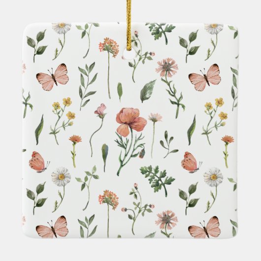 Wildblume Butterfly Baby Girl 1. Weihnachten Keramikornament (Rückseite)