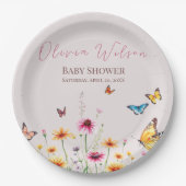 Wildblume Butterfly Baby in Bloom Baby Dusche Pappteller (Vorderseite)