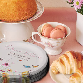 Wildblume Butterfly Baby in Bloom Baby Dusche Pappteller