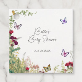 Wildblume Butterfly Babydusche Geschenkanhänger