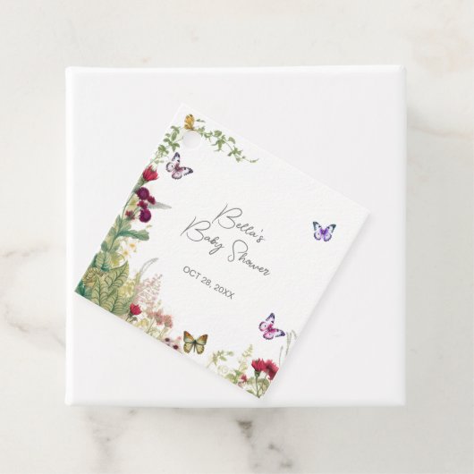 Wildblume Butterfly Babydusche Geschenkanhänger (Beispiel)