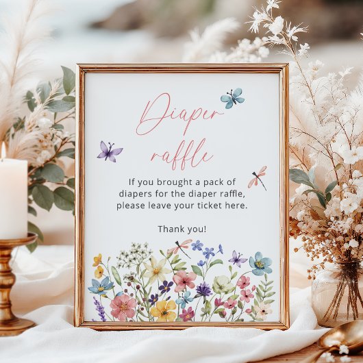 Wildblume Butterfly Babydusche Windelpreisraffiner Poster