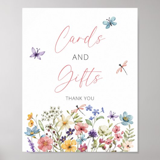 Wildblume Butterfly Babyduschkarten und Geschenke Poster (Vorne)