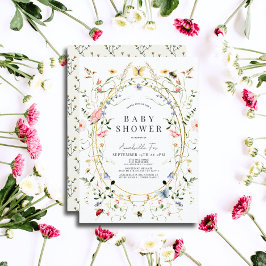 Wildblume Butterfly Bee Watercolor Babydusche Einladung