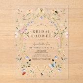 Wildblume Butterfly Bee Watercolor Brautparty Acryleinladungen (Vorderseite)