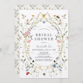 Wildblume Butterfly Bee Watercolor Brautparty Einladung (Vorne/Hinten)