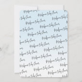 Wildblume Butterfly Blue Script Baby Dusche Einladung (Rückseite)