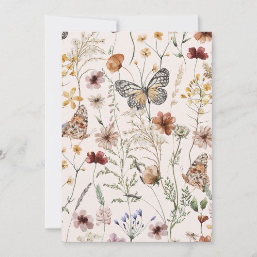 Wildblume Butterfly Blumenbrunch Einladung (Rückseite)