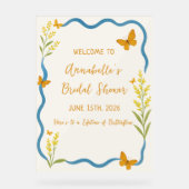 Wildblume Butterfly Brautparty Begrüßungszeichen Acrylschild (Vorderseite)