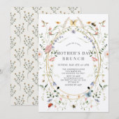Wildblume Butterfly-Brunch Muttertag Einladung (Vorne/Hinten)