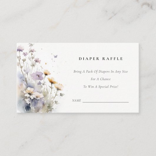 Wildblume Butterfly Diaper Raffle Baby Dusche Begleitkarte (Vorderseite)