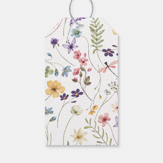 Wildblume Butterfly Garden Babydusche Geschenkanhänger (Rückseite)