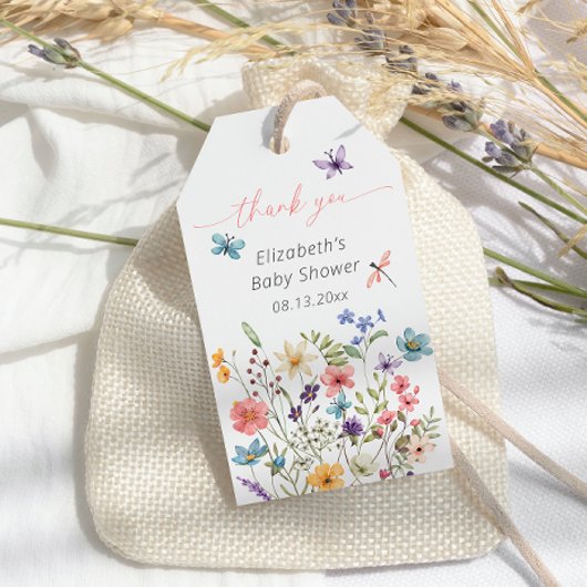 Wildblume Butterfly Garden Babydusche Geschenkanhänger