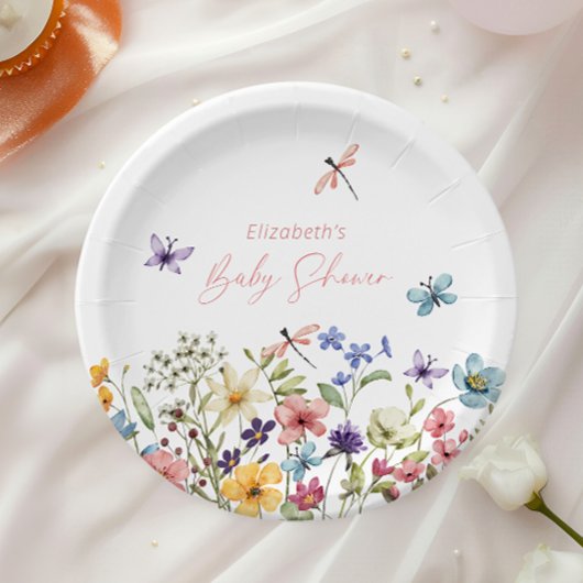 Wildblume Butterfly Garden Babydusche Pappteller