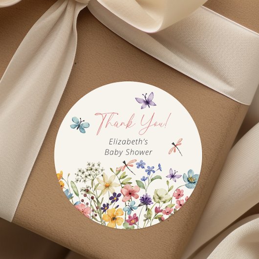 Wildblume Butterfly Garden Babydusche Runder Aufkleber