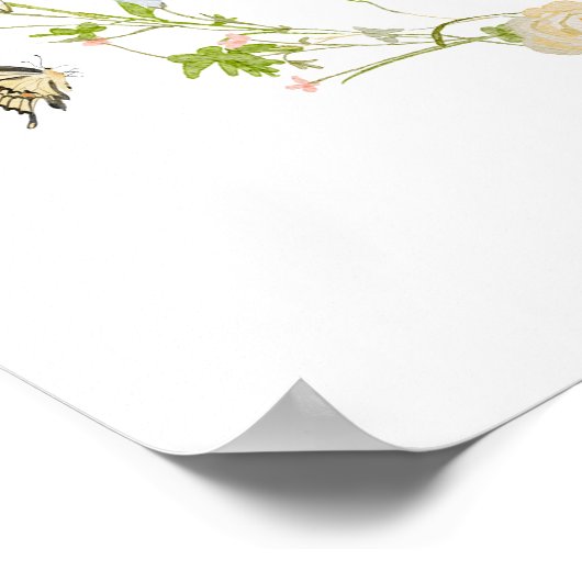 Wildblume Butterfly Garden Bridal Begrüßungszeiche Poster (Ecke)