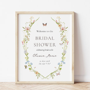 Wildblume Butterfly Garden Bridal Begrüßungszeiche Poster