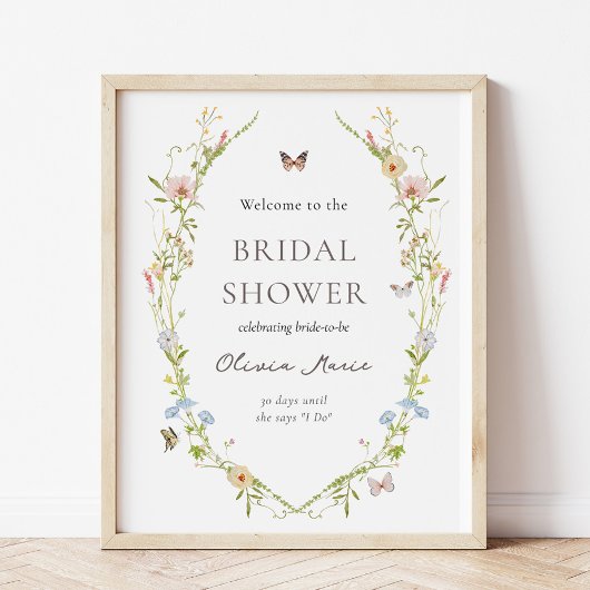 Wildblume Butterfly Garden Bridal Begrüßungszeiche Poster
