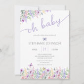 Wildblume Butterfly Garden Lavendel Baby Dusche Einladung (Vorderseite)