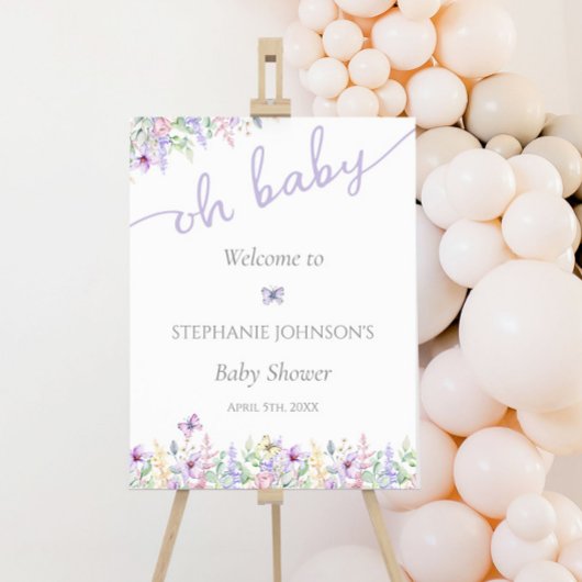 Wildblume Butterfly Garden Lavendel Baby Empfang Poster