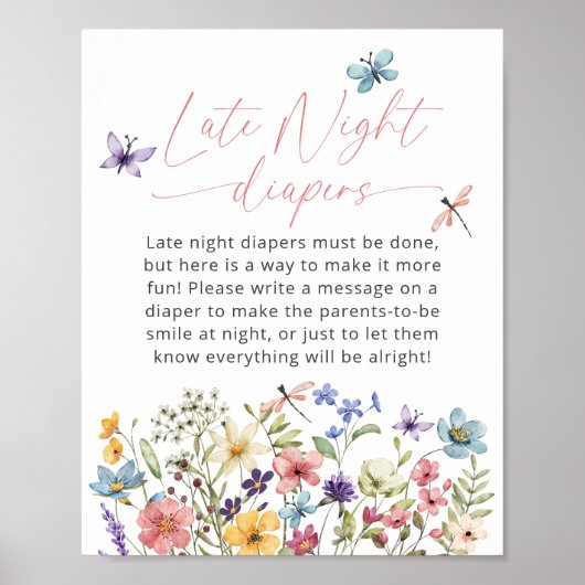 Wildblume Butterfly Garden Spate Night Diapers Poster (Vorne)