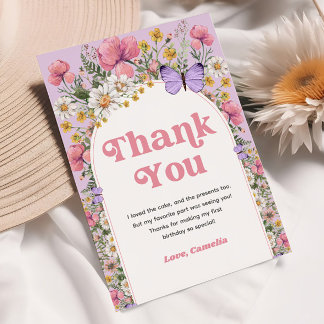 Wildblume Butterfly Geburtstag Danke Einladung