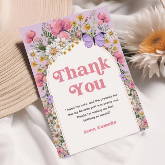 Wildblume Butterfly Geburtstag Danke Einladung