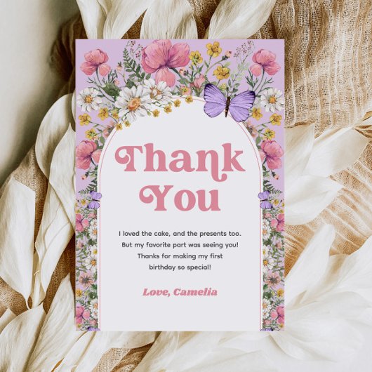 Wildblume Butterfly Geburtstag Danke Einladung