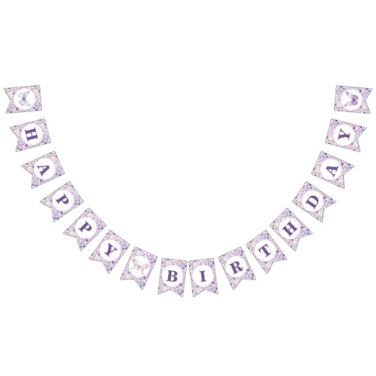 Wildblume Butterfly Geburtstagsbanner Wimpelkette (Alle)