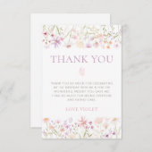 Wildblume Butterfly Girls 1. Geburtstag Dankeskarte (Vorne/Hinten)