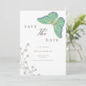 Wildblume & Butterfly Hochzeit retten den Termin Einladung (Stehend Vorderseite)