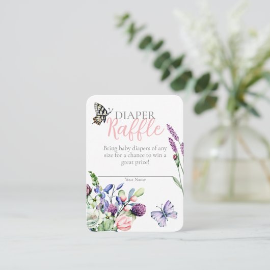 Wildblume Butterfly Jar Bohemisch Diaper Raffel Begleitkarte (Stehend Vorderseite)