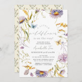 Wildblume Butterfly Lila Girl Baby Dusche Einladung (Vorne/Hinten)