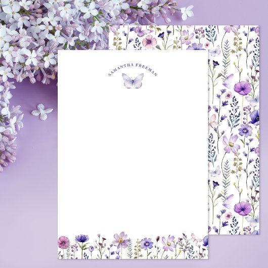 Wildblume Butterfly Personalisiert Stationery Dankeskarte