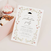 Wildblume Butterfly Pink & Sage Foto Abschluss Einladung