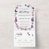 Wildblume Butterfly Romantic Garden Party Hochzeit All In One Einladung (Innen Boden)