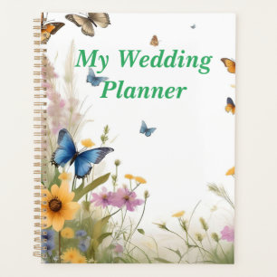 Wildblume Butterfly Wasserfarbe, Hochzeitsplaner Planer