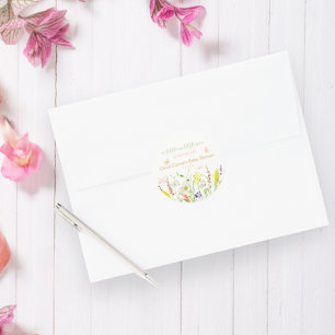 Wildblume Butterfly Wasserfarbe Kinderdusche Runder Aufkleber