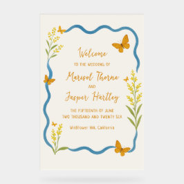 Wildblume Butterfly Wavy Hochzeitssymbol Acrylschild