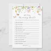 Wildblume Butterfly Wer Mama Game Card kennt Einladung (Vorderseite)