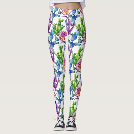 Wildblume Cactus Pattern Leggings (Vorderseite)