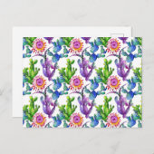 Wildblume Cactus Pattern Postkarte (Vorne/Hinten)
