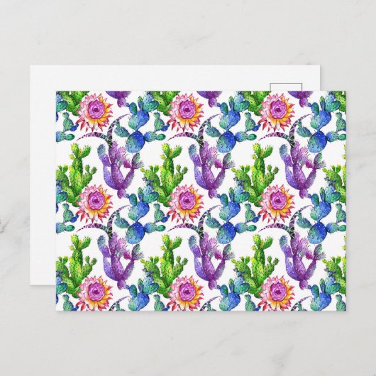 Wildblume Cactus Pattern Postkarte (Vorne/Hinten)
