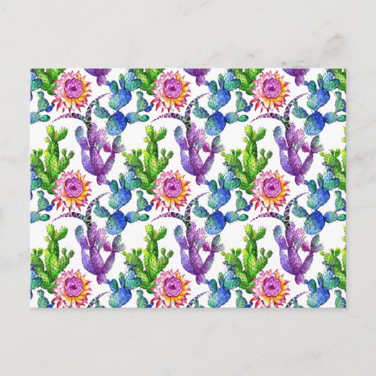 Wildblume Cactus Pattern Postkarte (Vorderseite)